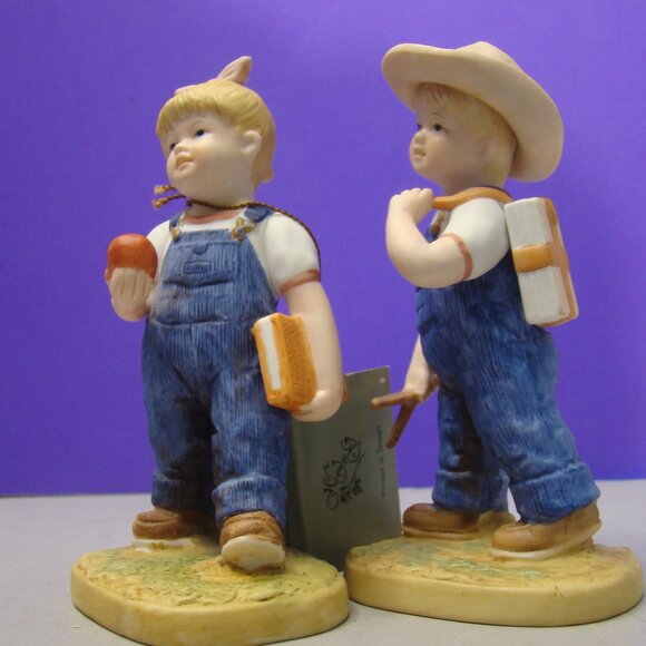 Homco Denim Days School Days Figurine #1513 Kids Boy Girl Americana Vintage tag - Picture 6 of 16